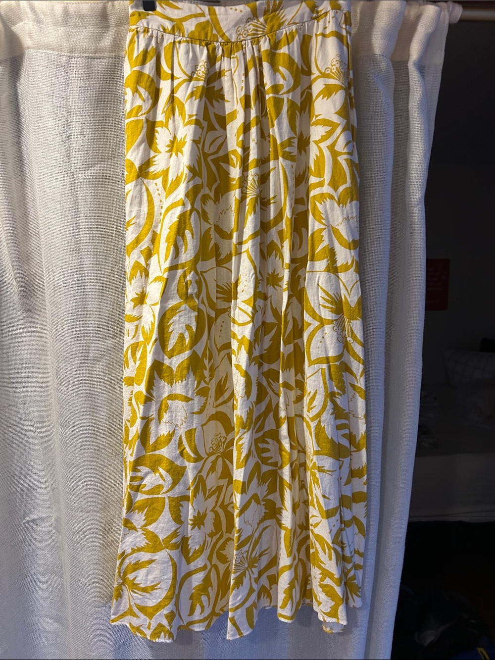 Madewell White and Mustard Yellow Floral Maxi Skirt